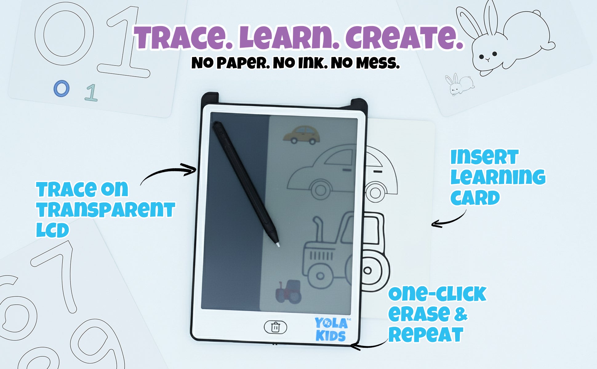 8.5" LCD Writing Tablet + 4 double sided cards (8 activities)